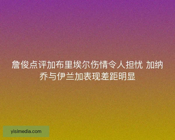 詹俊点评加布里埃尔伤情令人担忧 加纳乔与伊兰加表现差距明显